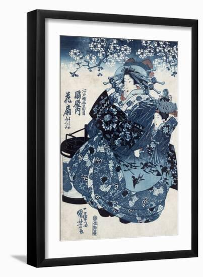 The Courtesan Hanao of Ogiya, Japanese Wood-Cut Print-Lantern Press-Framed Art Print