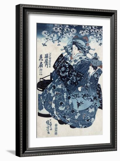 The Courtesan Hanao of Ogiya, Japanese Wood-Cut Print-Lantern Press-Framed Art Print