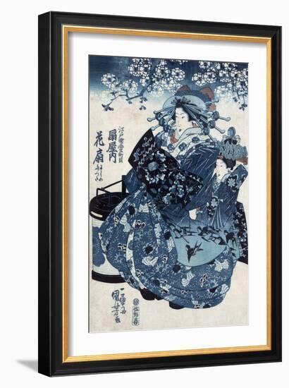 The Courtesan Hanao of Ogiya, Japanese Wood-Cut Print-Lantern Press-Framed Art Print