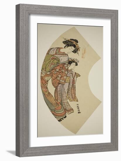 The Courtesan Hanaogi of the Ogiya and Her Attendant, C.1777-78-Isoda Koryusai-Framed Giclee Print