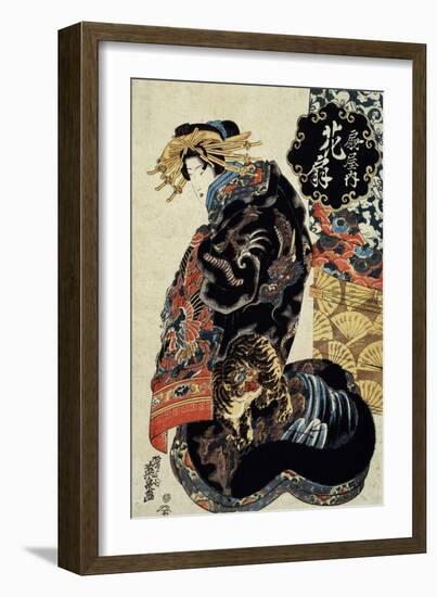 The Courtesan Hanaogi of the Ogiya House, C1825-C1835-Ikeda Eisen-Framed Giclee Print