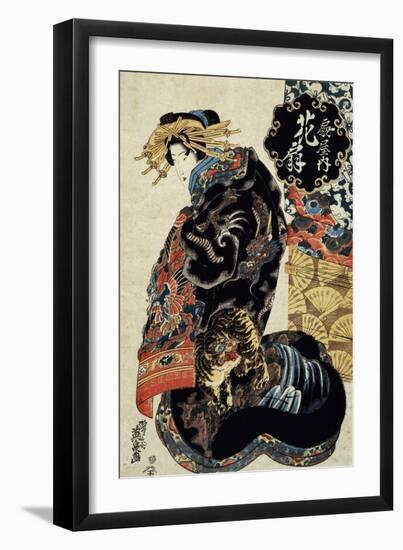 The Courtesan Hanaogi of the Ogiya House, C1825-C1835-Ikeda Eisen-Framed Giclee Print
