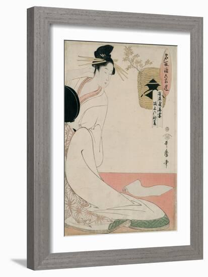 The Courtesan Hanazuma of Hyogoya from the Series 'Brands of Sake Linked with Six Selected Courtesa-Kitagawa Utamaro-Framed Giclee Print