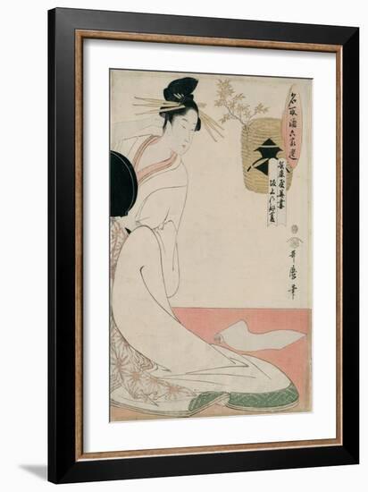 The Courtesan Hanazuma of Hyogoya from the Series 'Brands of Sake Linked with Six Selected Courtesa-Kitagawa Utamaro-Framed Giclee Print