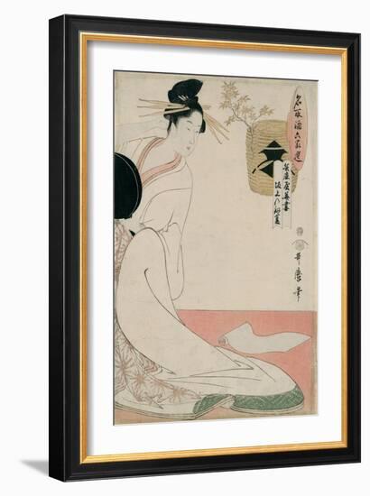 The Courtesan Hanazuma of Hyogoya from the Series 'Brands of Sake Linked with Six Selected Courtesa-Kitagawa Utamaro-Framed Giclee Print