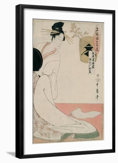 The Courtesan Hanazuma of Hyogoya from the Series 'Brands of Sake Linked with Six Selected Courtesa-Kitagawa Utamaro-Framed Giclee Print