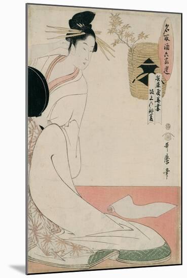 The Courtesan Hanazuma of Hyogoya from the Series 'Brands of Sake Linked with Six Selected Courtesa-Kitagawa Utamaro-Mounted Giclee Print