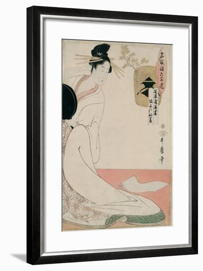 The Courtesan Hanazuma of Hyogoya from the Series 'Brands of Sake Linked with Six Selected Courtesa-Kitagawa Utamaro-Framed Giclee Print