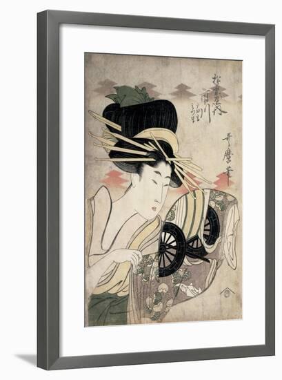 The Courtesan Ichikawa of the Matsuba Establishment, Late 1790s-Kitagawa Utamaro-Framed Giclee Print