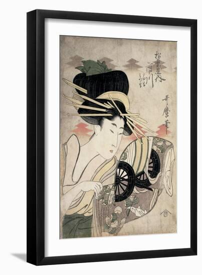 The Courtesan Ichikawa of the Matsuba Establishment, Late 1790s-Kitagawa Utamaro-Framed Giclee Print