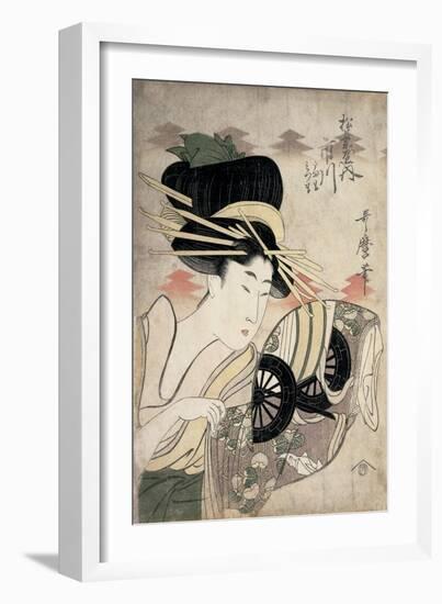 The Courtesan Ichikawa of the Matsuba Establishment, Late 1790s-Kitagawa Utamaro-Framed Giclee Print