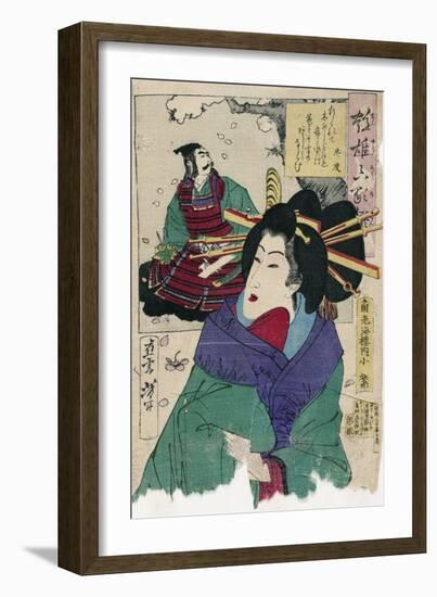 The Courtesan Komurasaki of the Kadoebiro House Par Yoshitoshi, Tsukioka (1839-1892). Colour Woodcu-Tsukioka Yoshitoshi-Framed Giclee Print