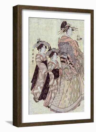 The Courtesan Somenosuke of the House of Matsuba, Japanese Wood-Cut Print-Lantern Press-Framed Art Print