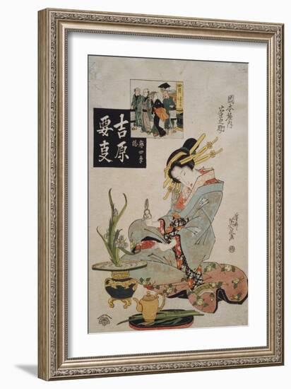 The Courtesan Suganosuke of Okamoto- Ya in the Fourth Month-Keisai Eisen-Framed Giclee Print