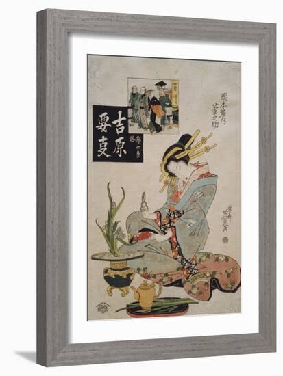 The Courtesan Suganosuke of Okamoto- Ya in the Fourth Month-Keisai Eisen-Framed Giclee Print