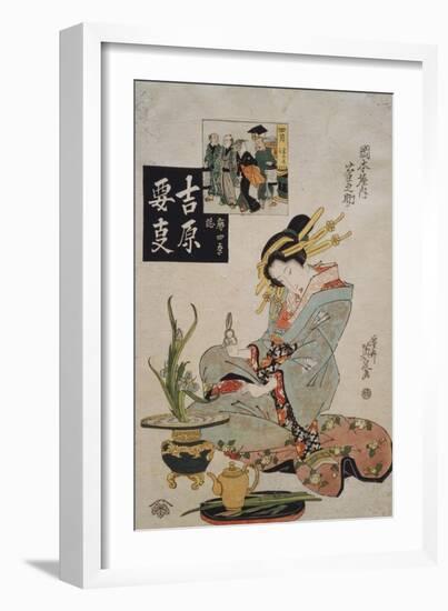 The Courtesan Suganosuke of Okamoto- Ya in the Fourth Month-Keisai Eisen-Framed Giclee Print
