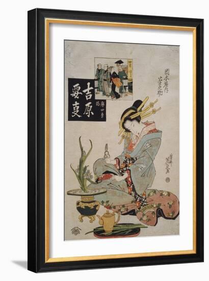 The Courtesan Suganosuke of Okamoto- Ya in the Fourth Month-Keisai Eisen-Framed Giclee Print