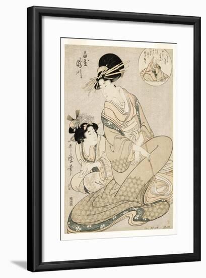 The Courtesan Takigawa and Her Attendant from the Ogiya in Allusion to the Poet, 1800-02-Kitagawa Utamaro-Framed Giclee Print