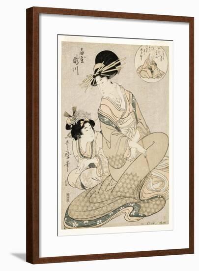 The Courtesan Takigawa and Her Attendant from the Ogiya in Allusion to the Poet, 1800-02-Kitagawa Utamaro-Framed Giclee Print