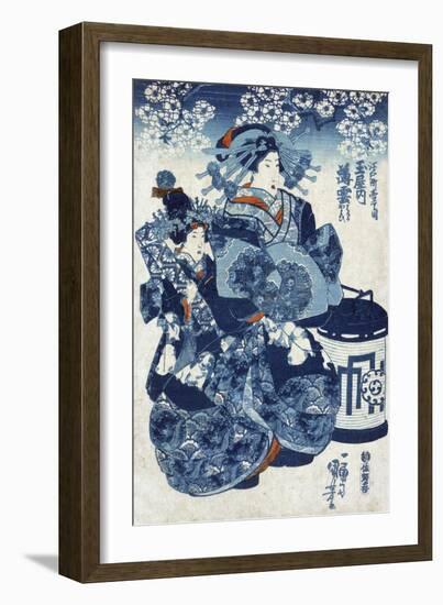The Courtesan Usugumo of Tamaya, Japanese Wood-Cut Print-Lantern Press-Framed Art Print