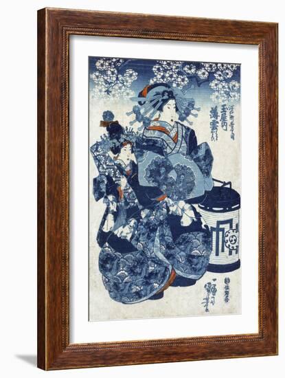 The Courtesan Usugumo of Tamaya, Japanese Wood-Cut Print-Lantern Press-Framed Art Print