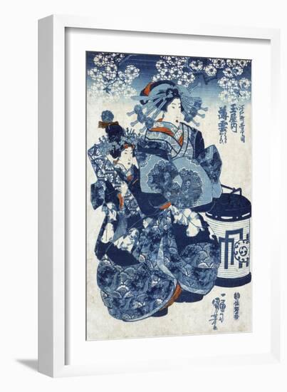 The Courtesan Usugumo of Tamaya, Japanese Wood-Cut Print-Lantern Press-Framed Art Print