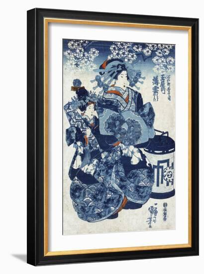The Courtesan Usugumo of Tamaya, Japanese Wood-Cut Print-Lantern Press-Framed Art Print