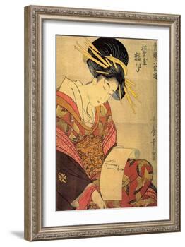 The Courtesan Yosooi of the Matsubaya House, C1800-Kitagawa Utamaro-Framed Giclee Print