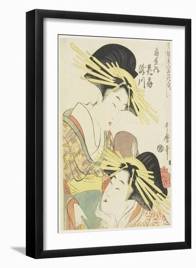 The Courtesans Hanaogi and Takigawa of the Ogiya House, C. 1805-Kitagawa Utamaro-Framed Giclee Print