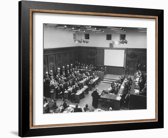 The Courtroom Crowded with Lawyers and Defendents During the Nuremberg Trial-Ed Clark-Framed Photographic Print