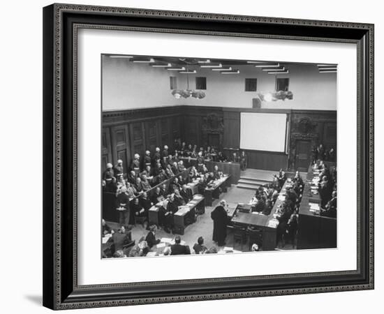 The Courtroom Crowded with Lawyers and Defendents During the Nuremberg Trial-Ed Clark-Framed Photographic Print