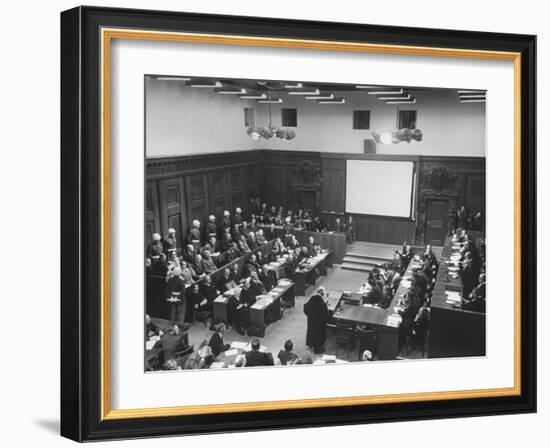 The Courtroom Crowded with Lawyers and Defendents During the Nuremberg Trial-Ed Clark-Framed Photographic Print