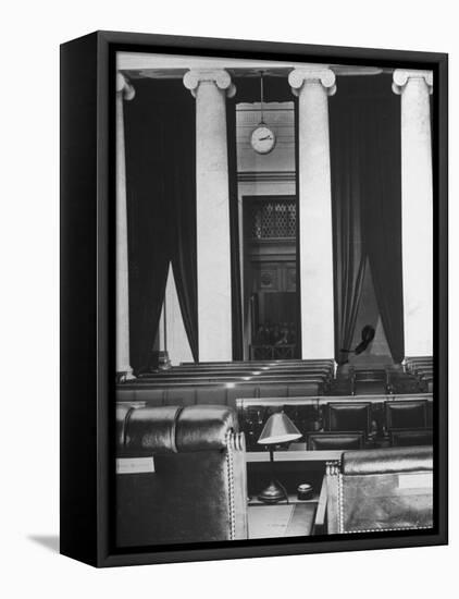 The Courtroom of the Supreme Court Seen from Behind of the Nine Justices-Margaret Bourke-White-Framed Premier Image Canvas