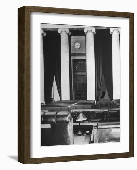 The Courtroom of the Supreme Court Seen from Behind of the Nine Justices-Margaret Bourke-White-Framed Photographic Print