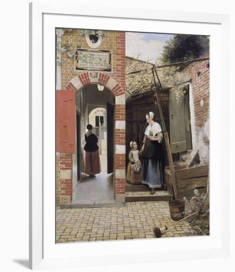 The Courtyard of a House in Delft-Pieter De Hooch-Framed Premium Giclee Print