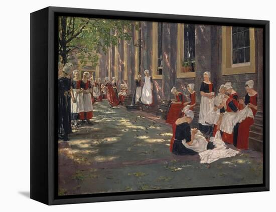 The Courtyard of the Orphanage in Amsterdam: Free Period in the Amsterdam Orphanage, 1881-1882 (Oil-Max Liebermann-Framed Premier Image Canvas