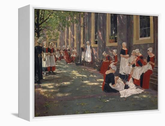 The Courtyard of the Orphanage in Amsterdam: Free Period in the Amsterdam Orphanage, 1881-1882 (Oil-Max Liebermann-Framed Premier Image Canvas