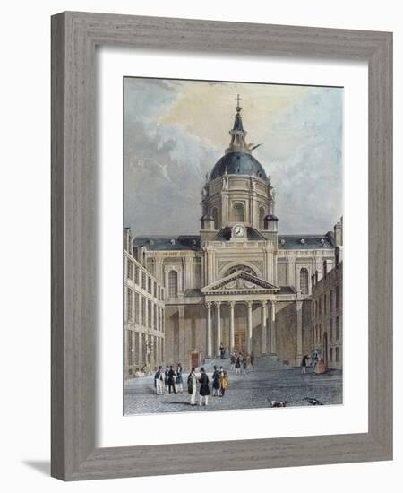 The Courtyard of the Sorbonne, Mid 19th Century (Colour Engraving)-Emile Rouergue-Framed Giclee Print