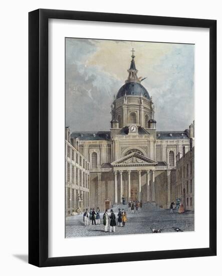 The Courtyard of the Sorbonne, Mid 19th Century (Colour Engraving)-Emile Rouergue-Framed Giclee Print