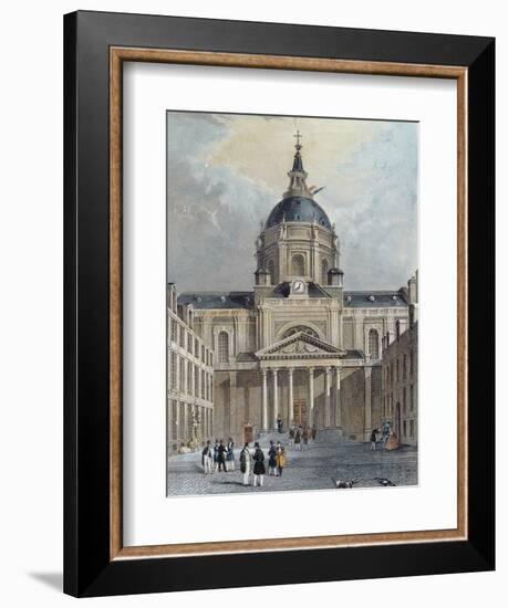 The Courtyard of the Sorbonne, Mid 19th Century (Colour Engraving)-Emile Rouergue-Framed Premium Giclee Print