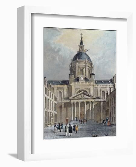 The Courtyard of the Sorbonne, Mid 19th Century (Colour Engraving)-Emile Rouergue-Framed Premium Giclee Print