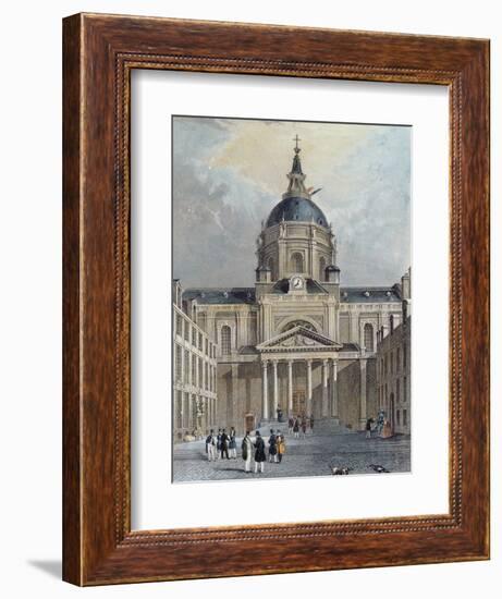 The Courtyard of the Sorbonne, Mid 19th Century (Colour Engraving)-Emile Rouergue-Framed Giclee Print