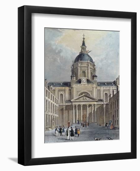 The Courtyard of the Sorbonne, Mid 19th Century (Colour Engraving)-Emile Rouergue-Framed Giclee Print