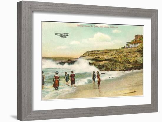The Cove with Old Biplane, La Jolla, California-null-Framed Art Print