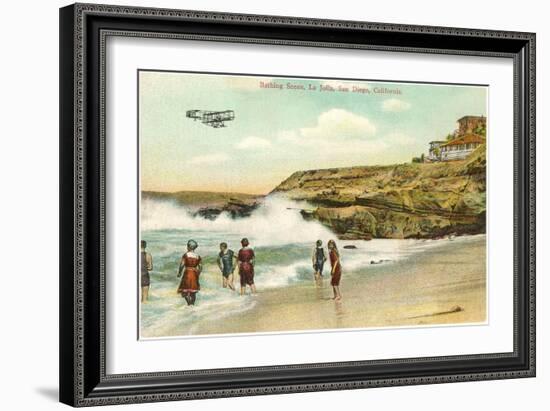 The Cove with Old Biplane, La Jolla, California-null-Framed Art Print