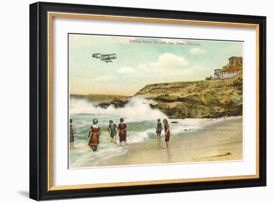 The Cove with Old Biplane, La Jolla, California-null-Framed Art Print