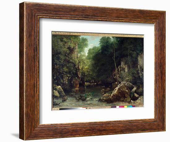 The Covered Stream, known as the Entrance to the Vallee Du Puits-Noir, Doubs: Effect of Twilight Pa-Gustave Courbet-Framed Giclee Print