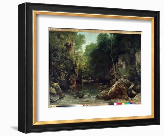 The Covered Stream, known as the Entrance to the Vallee Du Puits-Noir, Doubs: Effect of Twilight Pa-Gustave Courbet-Framed Giclee Print