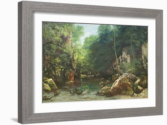 The Covered Stream, or the Dark Stream, 1865-Gustave Courbet-Framed Giclee Print