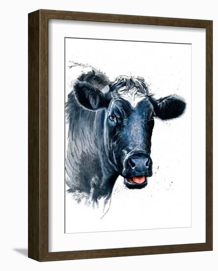 The Cow on White, 2021, (Pen and Ink)-Mike Davis-Framed Giclee Print